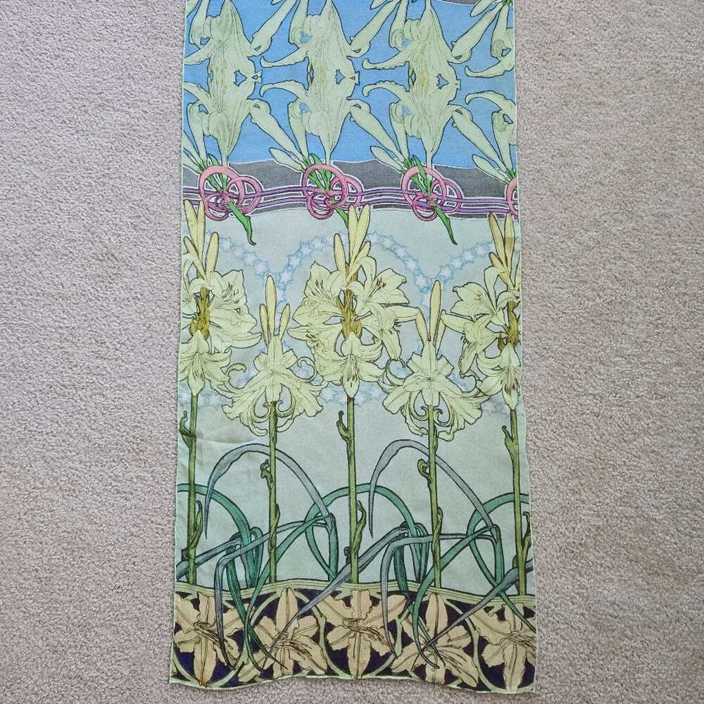 Alphonse Mucha Lily Silk Chiffon Scarf